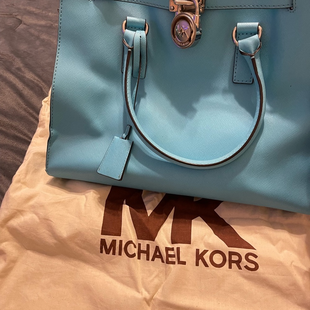 Michael Kors Large Hamilton Tote Lock Key Satchel with matching wallet.